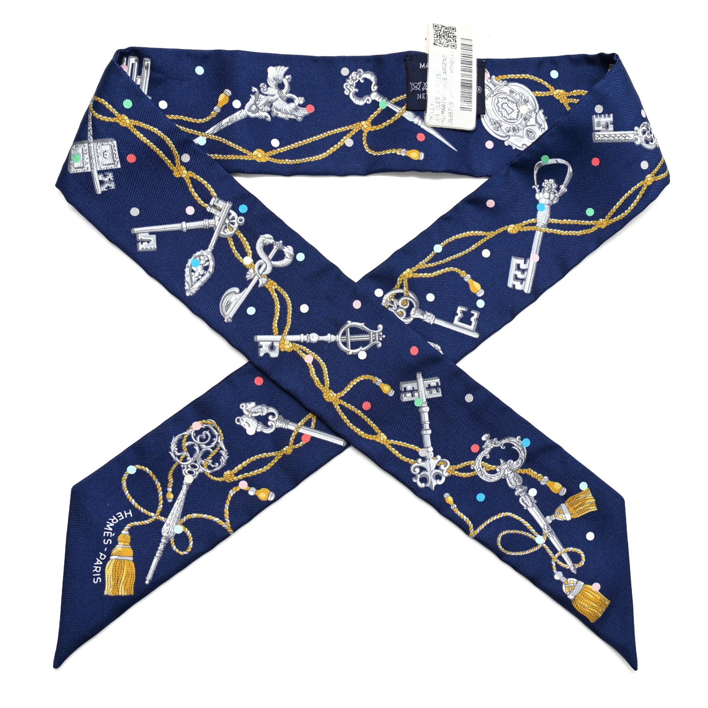 Silk Les Cles A Pois Twilly Marine Gris Argent
