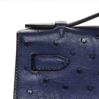 Hermes Ostrich Kelly Pochette Bleu Saphir 7 of 18