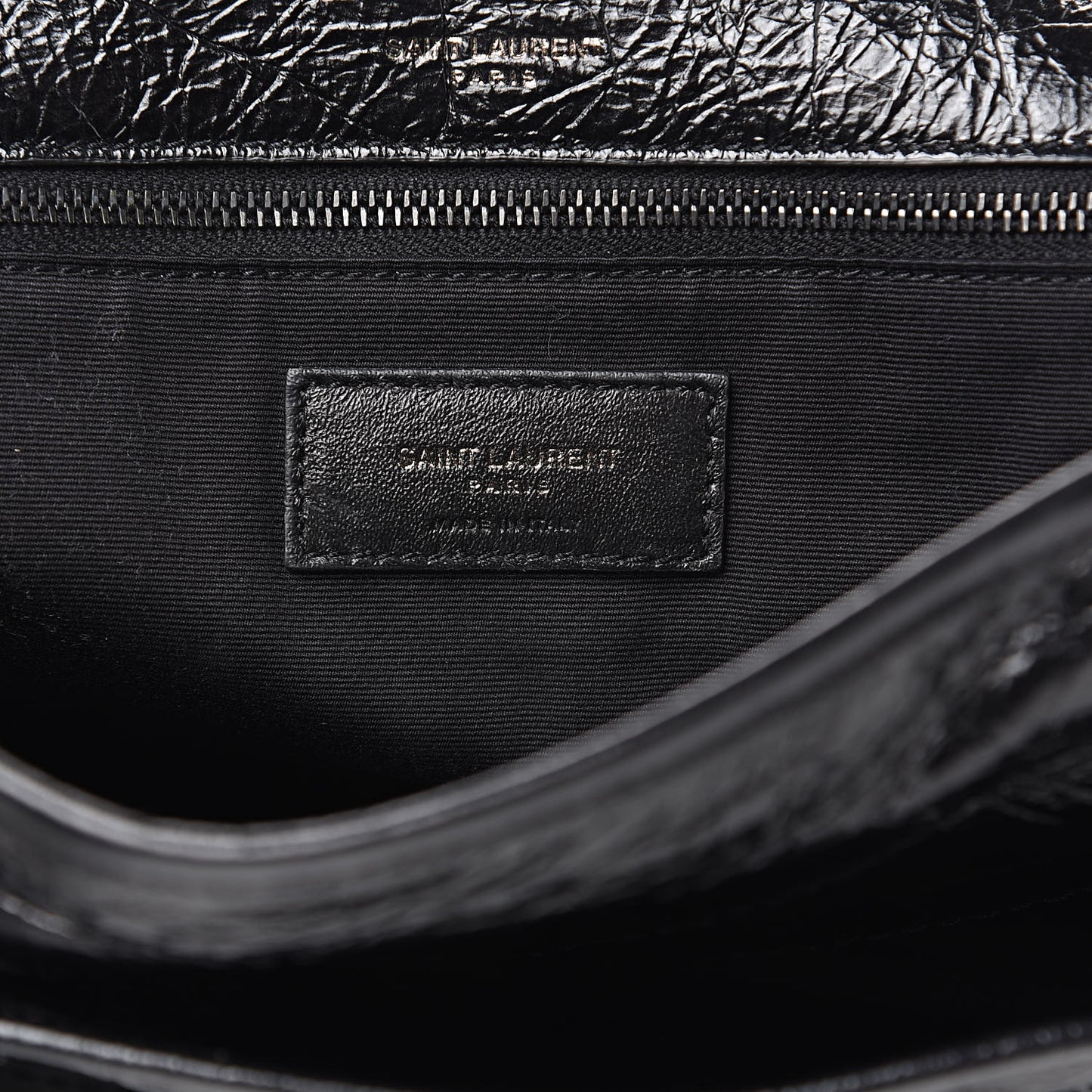 Crinkled Calfskin Matelasse Monogram Medium Niki Chain Satchel Black