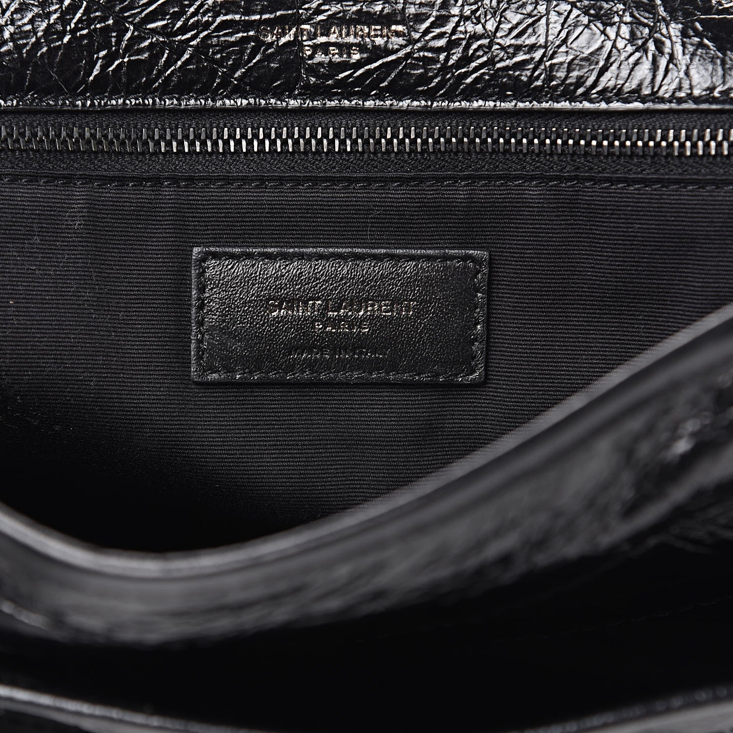 Saint Laurent Crinkled Calfskin Matelasse Monogram Medium Niki Chain Satchel Black 6 of 10