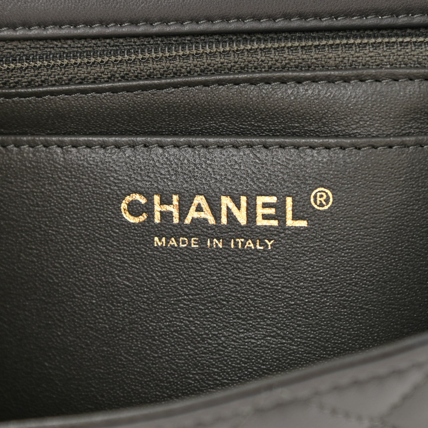 Lambskin Quilted Mini Rectangular Flap Dark Grey