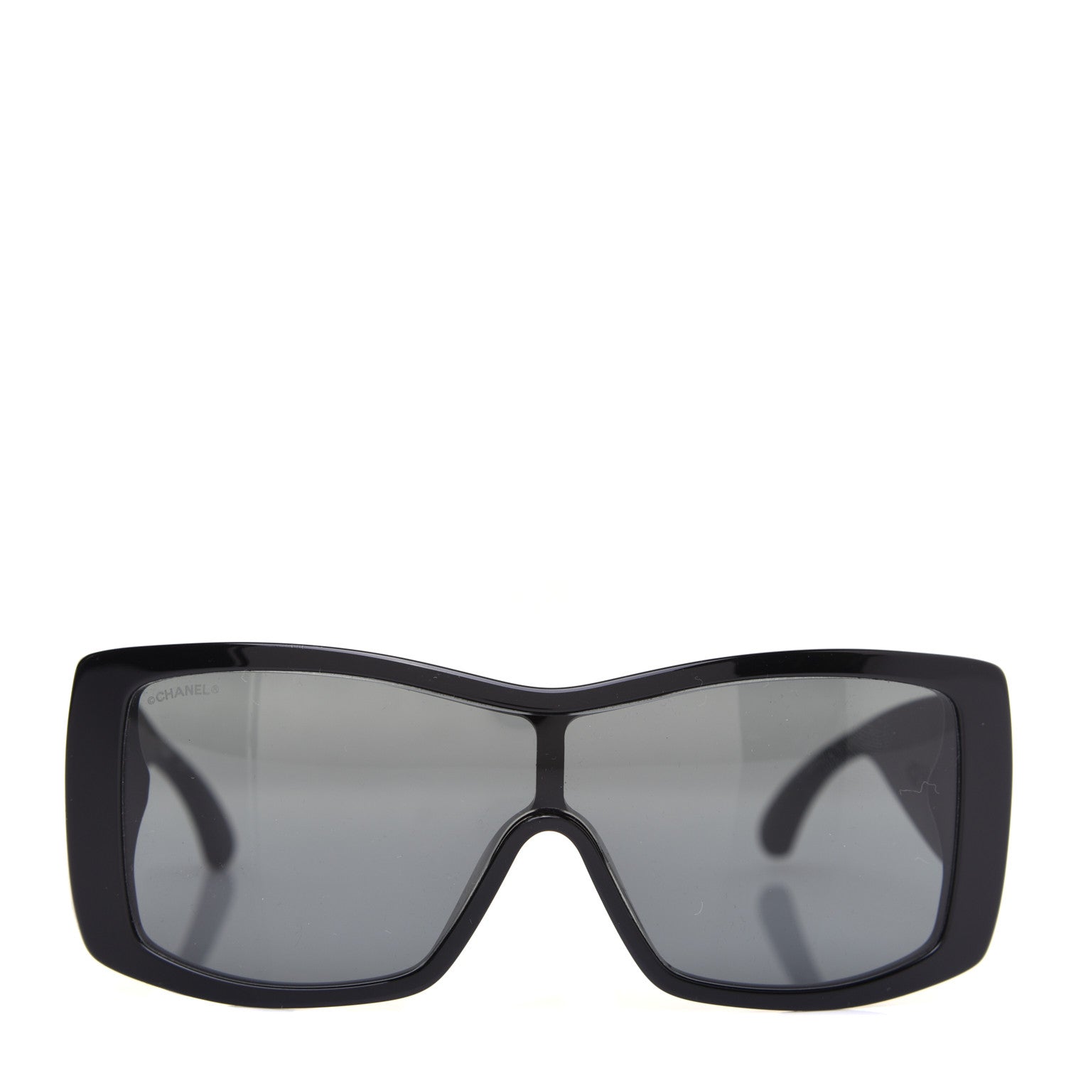 Chanel Wood Rubber Shield Sunglasses 71337A Black 2 of 9