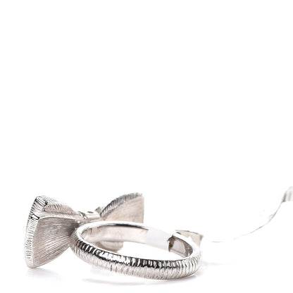 Chanel Crystal Bow Ring 6 Black Silver 3 of 5