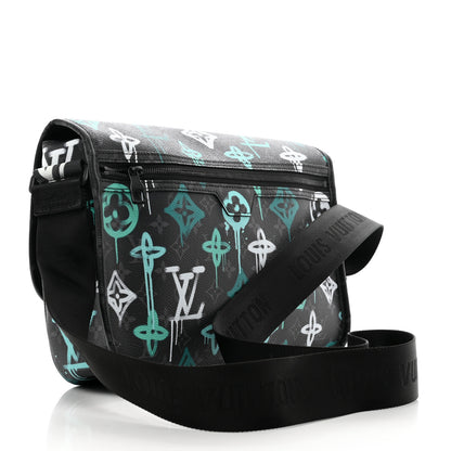 Louis Vuitton Monogram Eclipse LV Graffiti Archy Messenger MM Green Lights 3 of 9