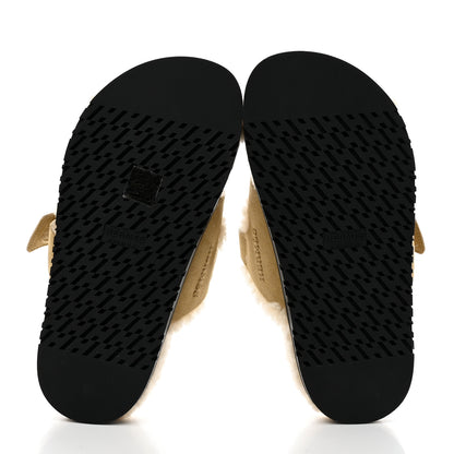 Hermes Suede Goatskin Woolskin Womens Chypre Sandals 35.5 Beige Albatre Ecru 5 of 10