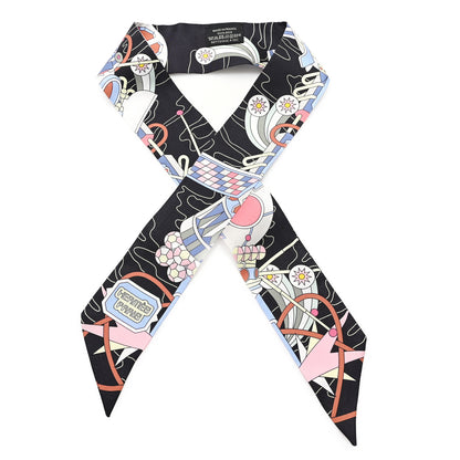 Hermes Silk Odyssey Twilly Black Bleu Ciel Rose 1 of 3