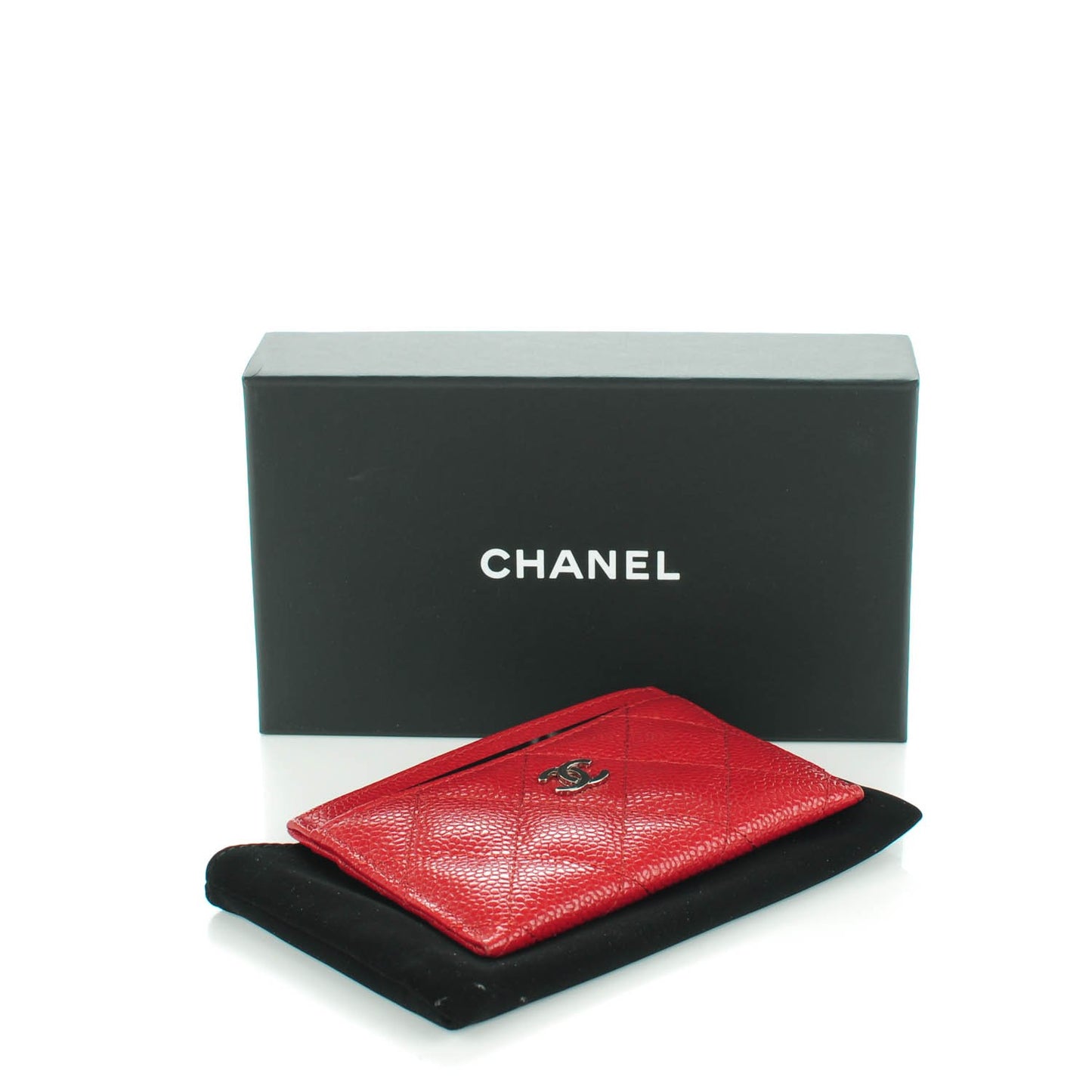 Caviar Quilted Card Holder Red
