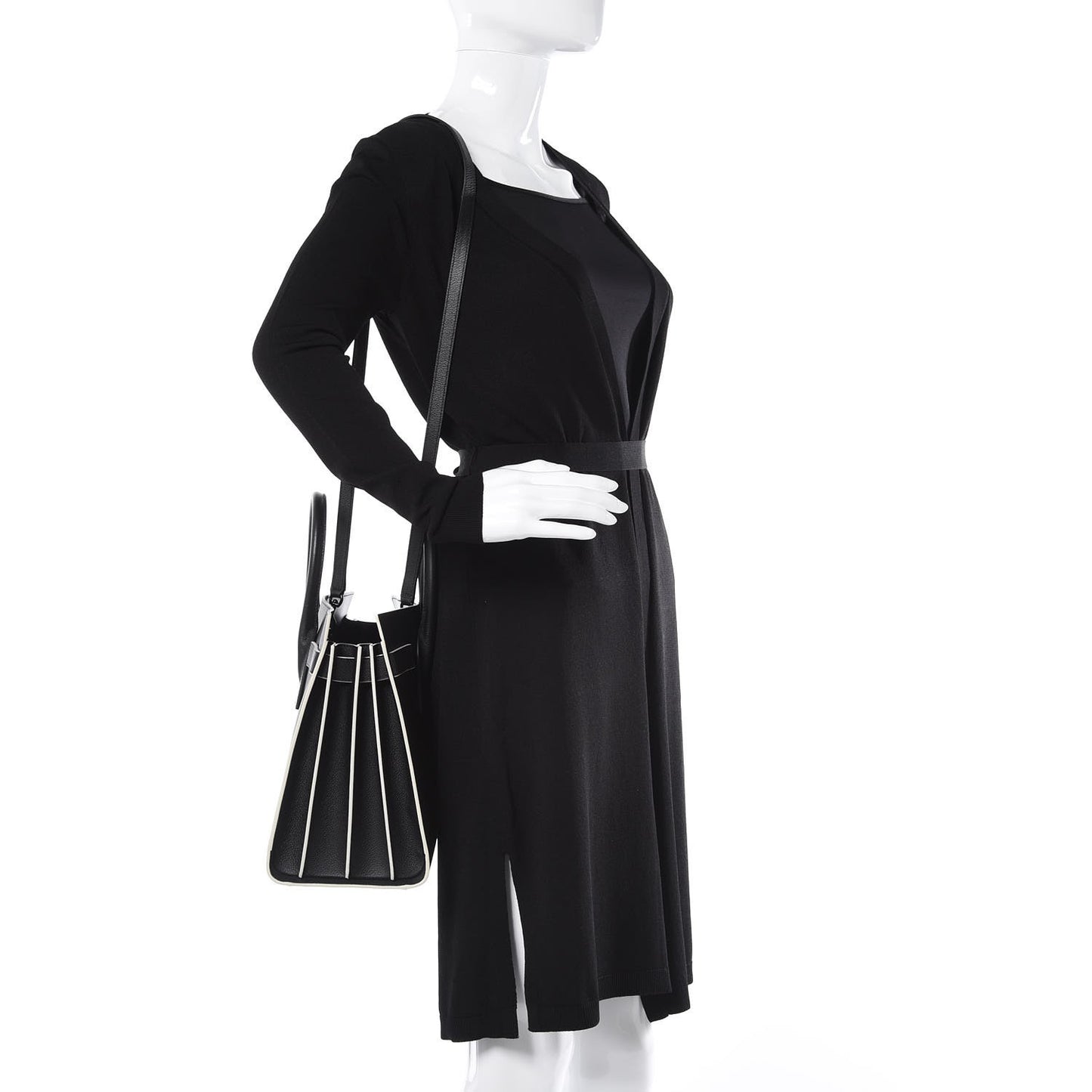 Grained Calfskin Topstitch Small Sac De Jour Black Porcelain