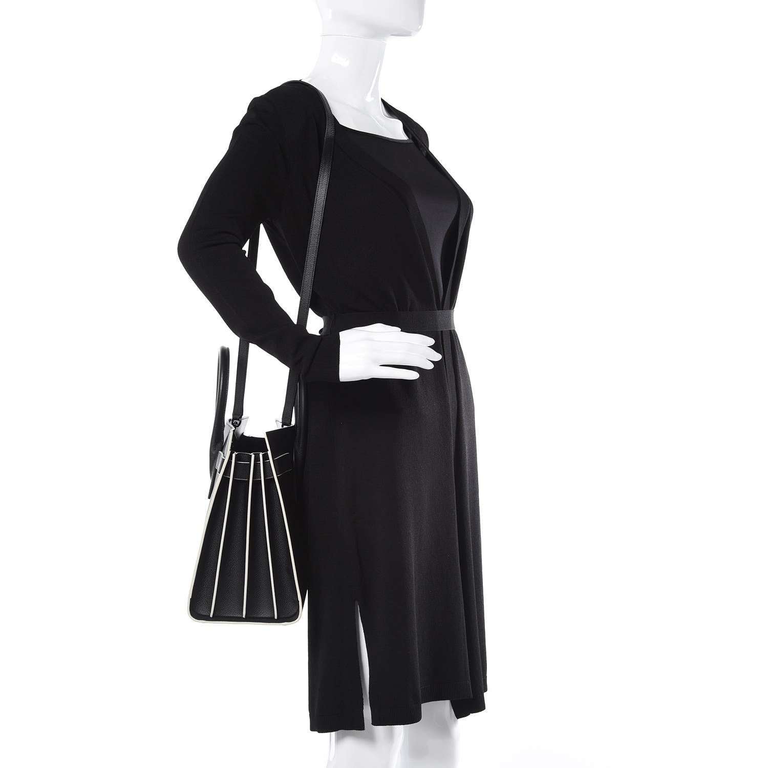 Saint Laurent Grained Calfskin Topstitch Small Sac De Jour Black Porcelain 2 of 9