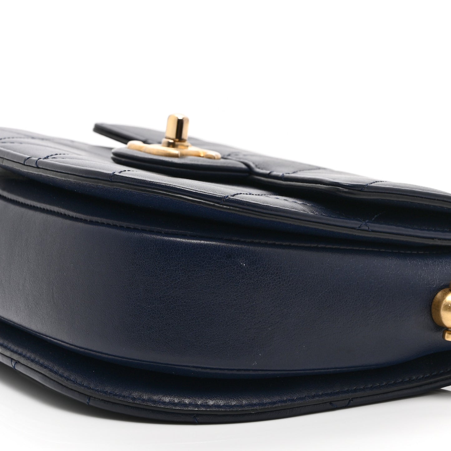 Calfskin Quilted Moon Messenger Navy