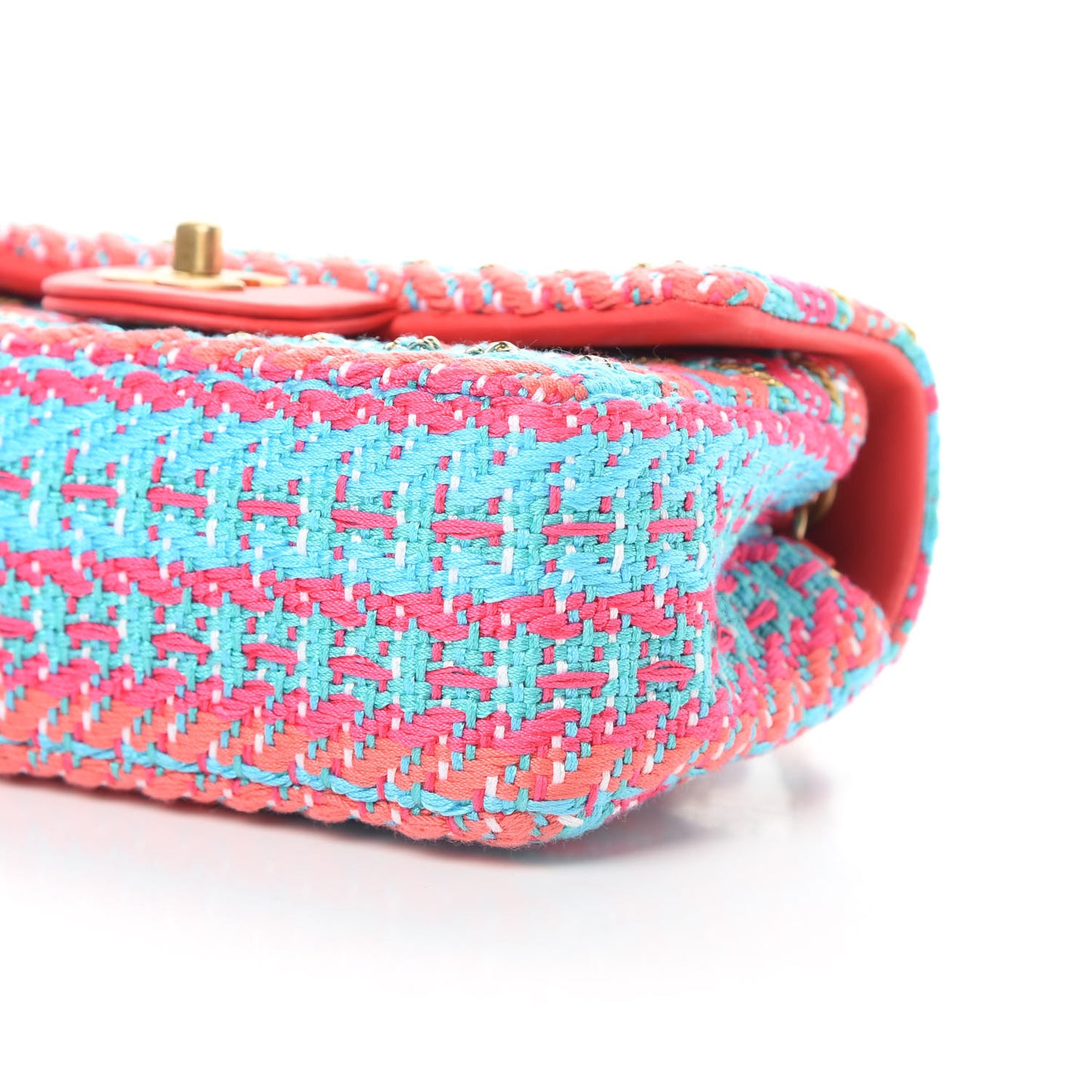 Cotton Mixed Fibers Woven Mini Rectangular Flap Red Fuchsia Blue
