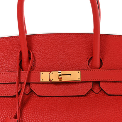 Hermes Taurillon Clemence BIRKIN 35 Rouge Tomate 7 of 10