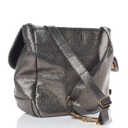 Saint Laurent Metallic Calfskin Large Besace Tote Volcano Silver 3 of 8
