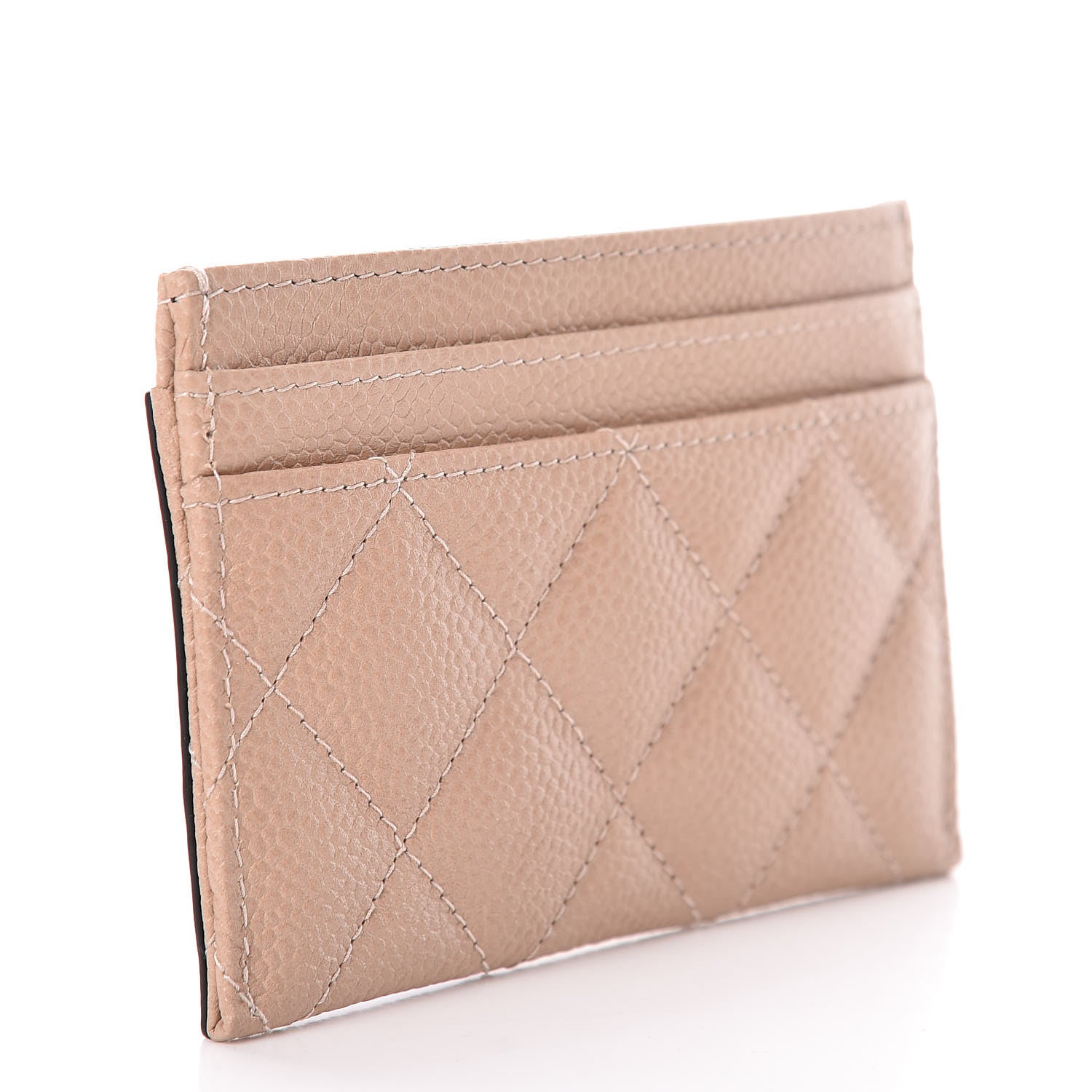 Chanel Caviar Quilted Filigree Card Holder Beige Black 3 of 9