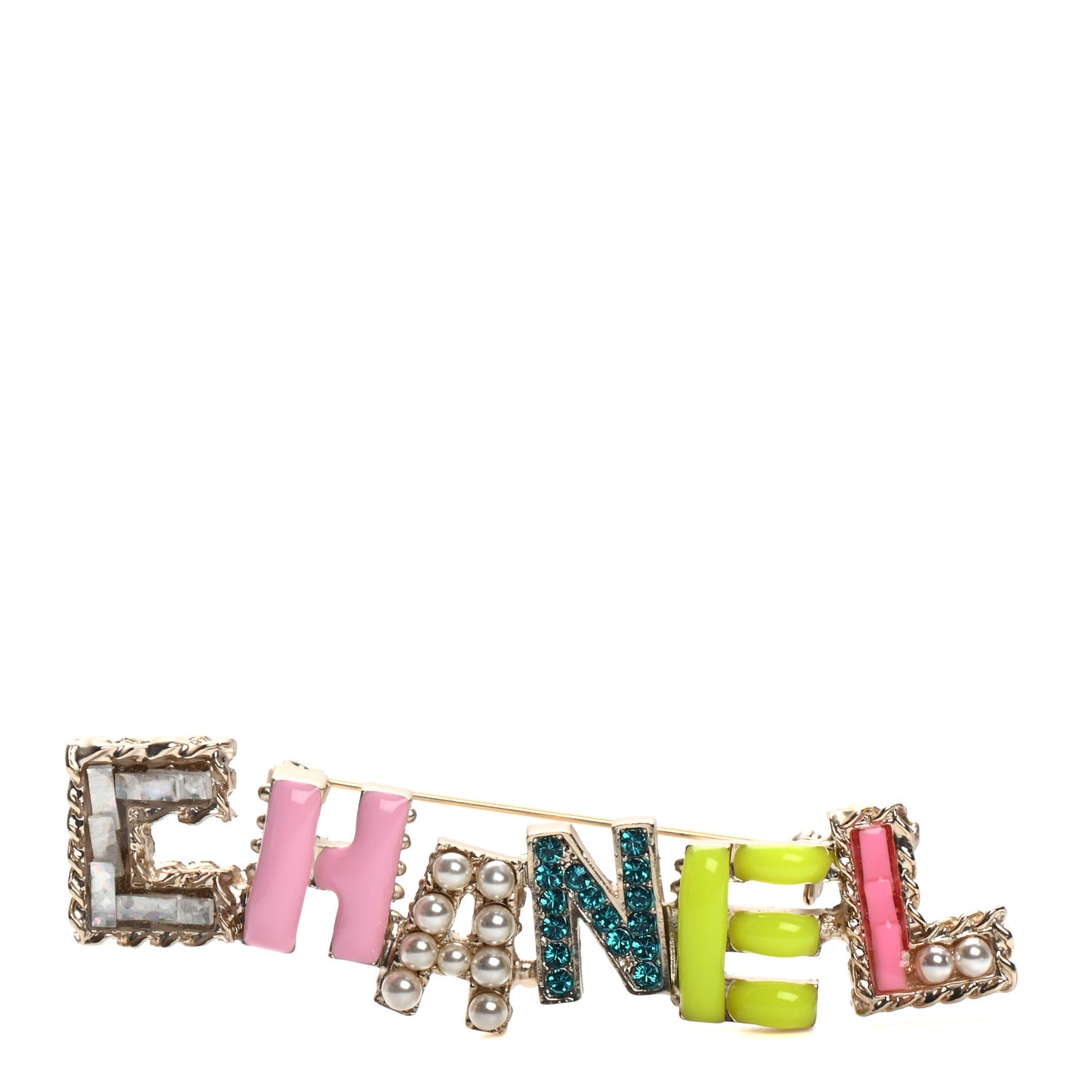Pearl Enamel Logo Brooch Multicolor