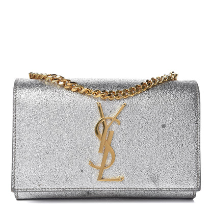 Saint Laurent Metallic Calfskin Small Classic Monogram Kate Satchel Pale Gold 1 of 18