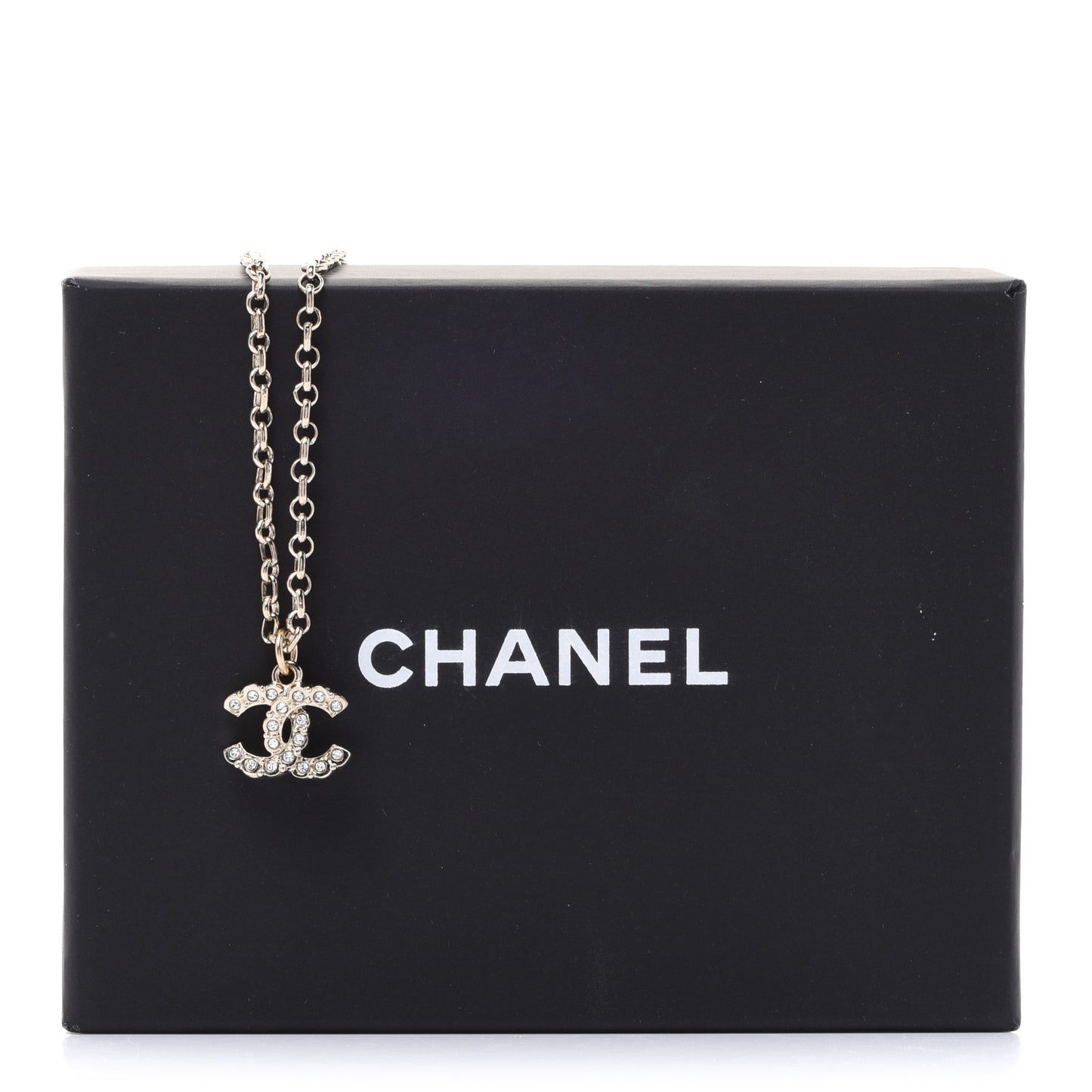 Pearl Crystal CC Pendant Necklace Gold