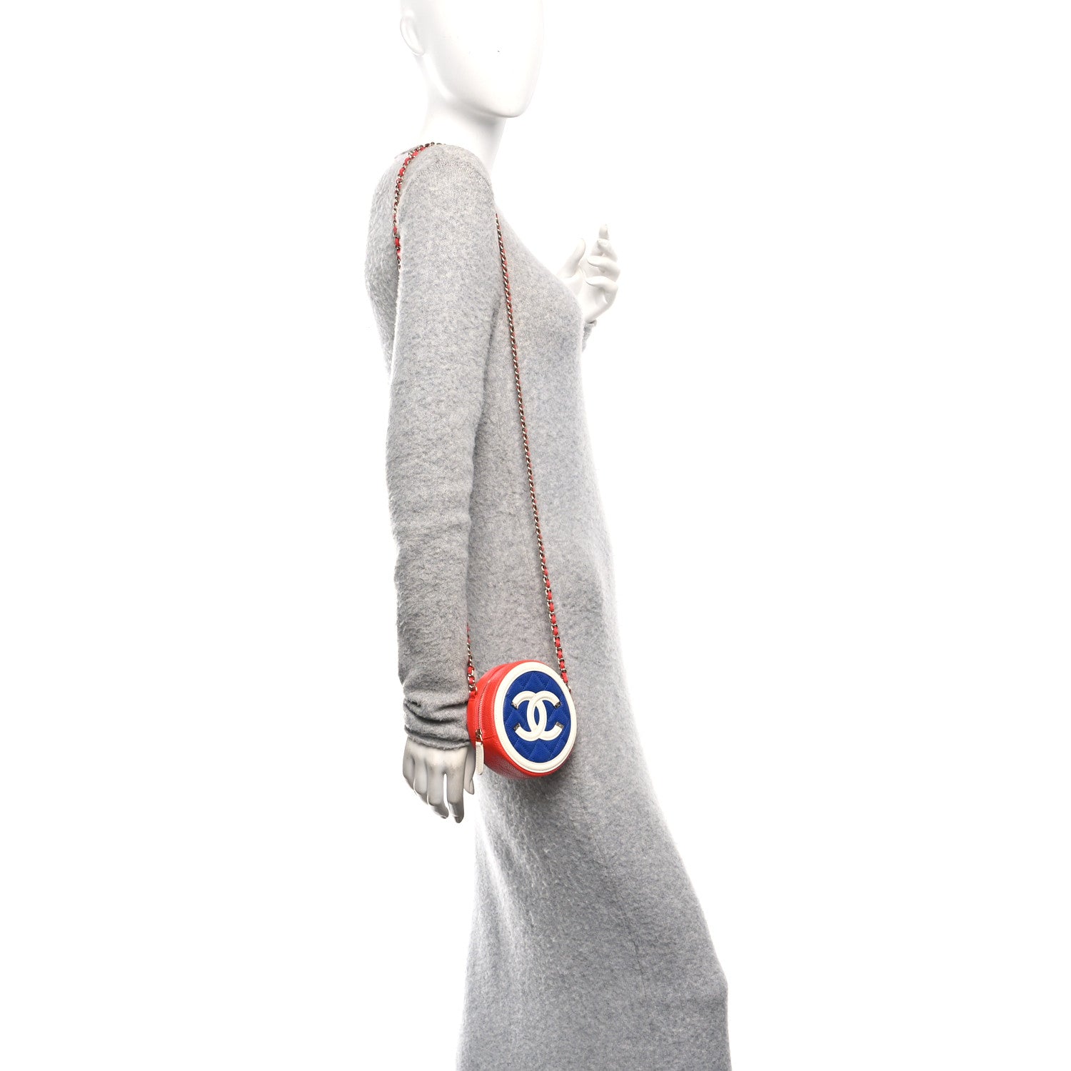 Chanel Caviar Quilted Round Filigree Crossbody Blue White Red 2 of 10