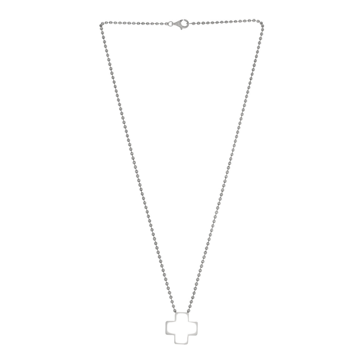 Sterling Silver Square Cross Pendant Necklace
