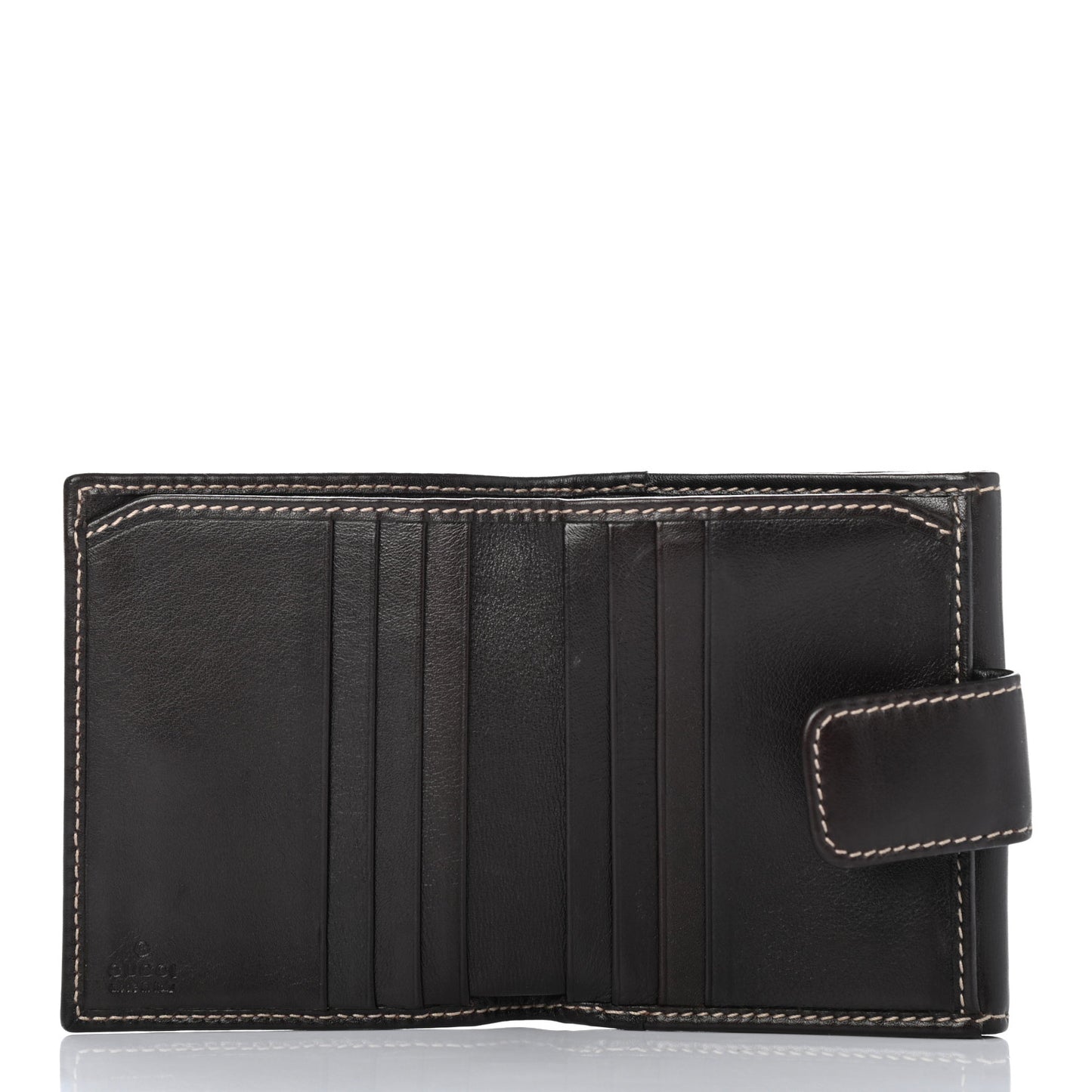 Calfskin Web Interlocking G French Wallet Dark Brown