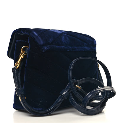 Saint Laurent Velvet Y Quilted Monogram Toy Loulou Chain Satchel Deep Marine 3 of 12