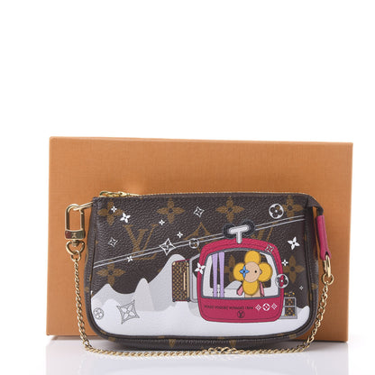 Louis Vuitton Monogram 2019 Christmas Animation Mini Courchevel Pochette Accessories Fuchsia 11 of 11