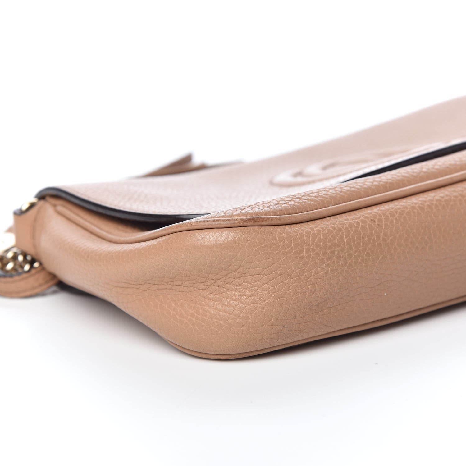 Gucci Pebbled Calfskin Medium Soho Flap Crossbody Camelia 8 of 10
