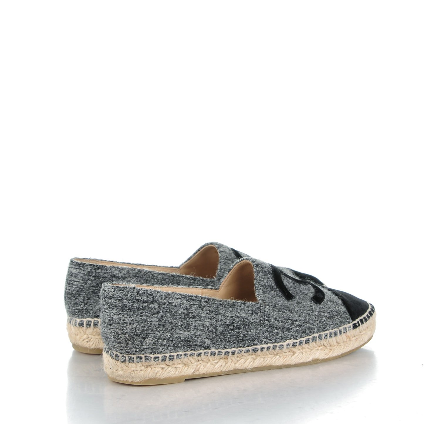 Tweed Velvet CC Espadrilles 39 Grey Black