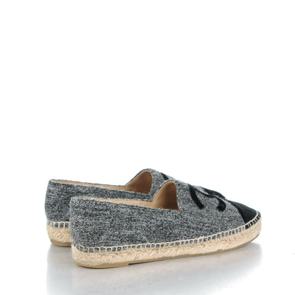 Chanel Tweed Velvet CC Espadrilles 39 Grey Black 4 of 9