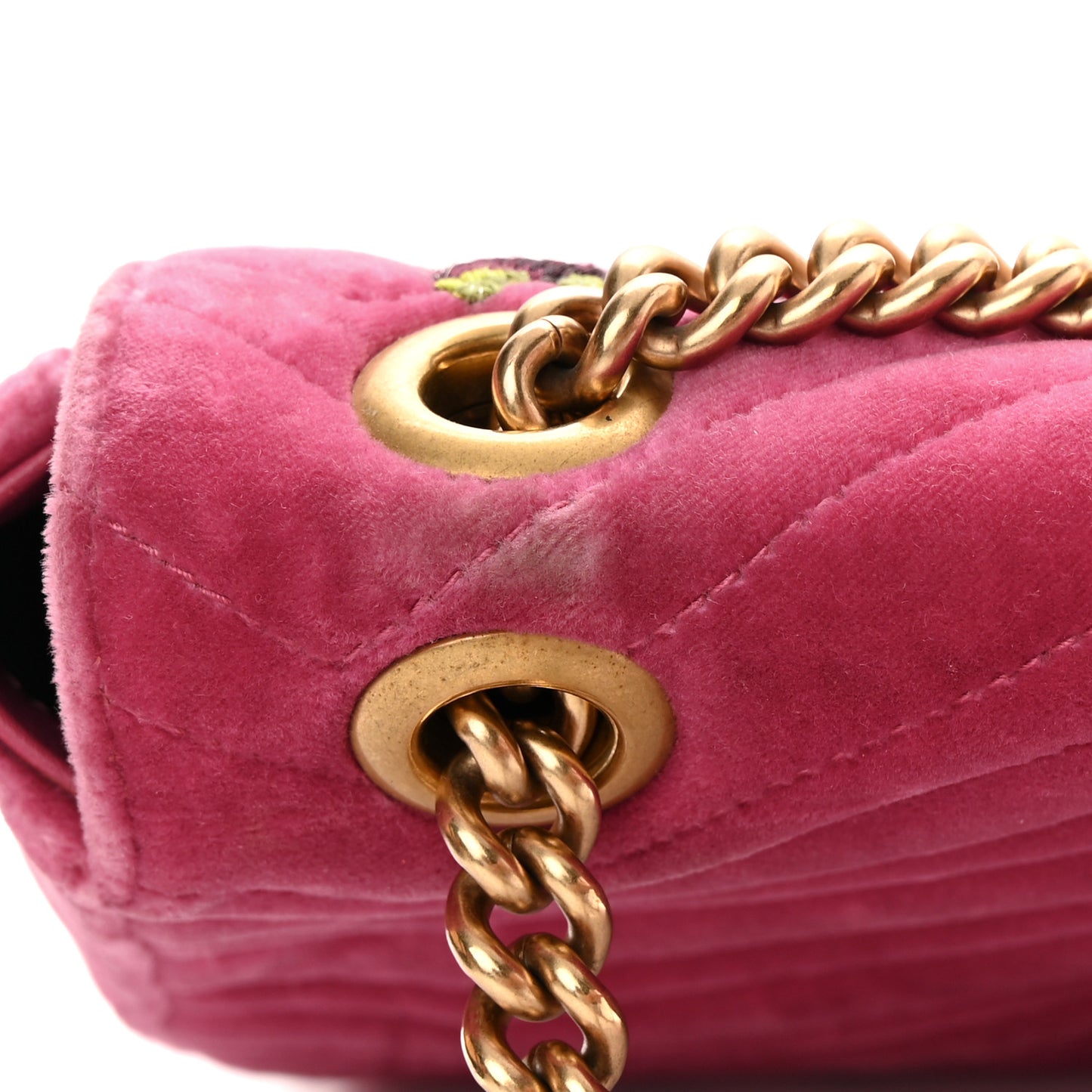 Velvet Matelasse Blind for Love Embroidered Medium GG Marmont Shoulder Bag Light Raspberry Rose Multicolor
