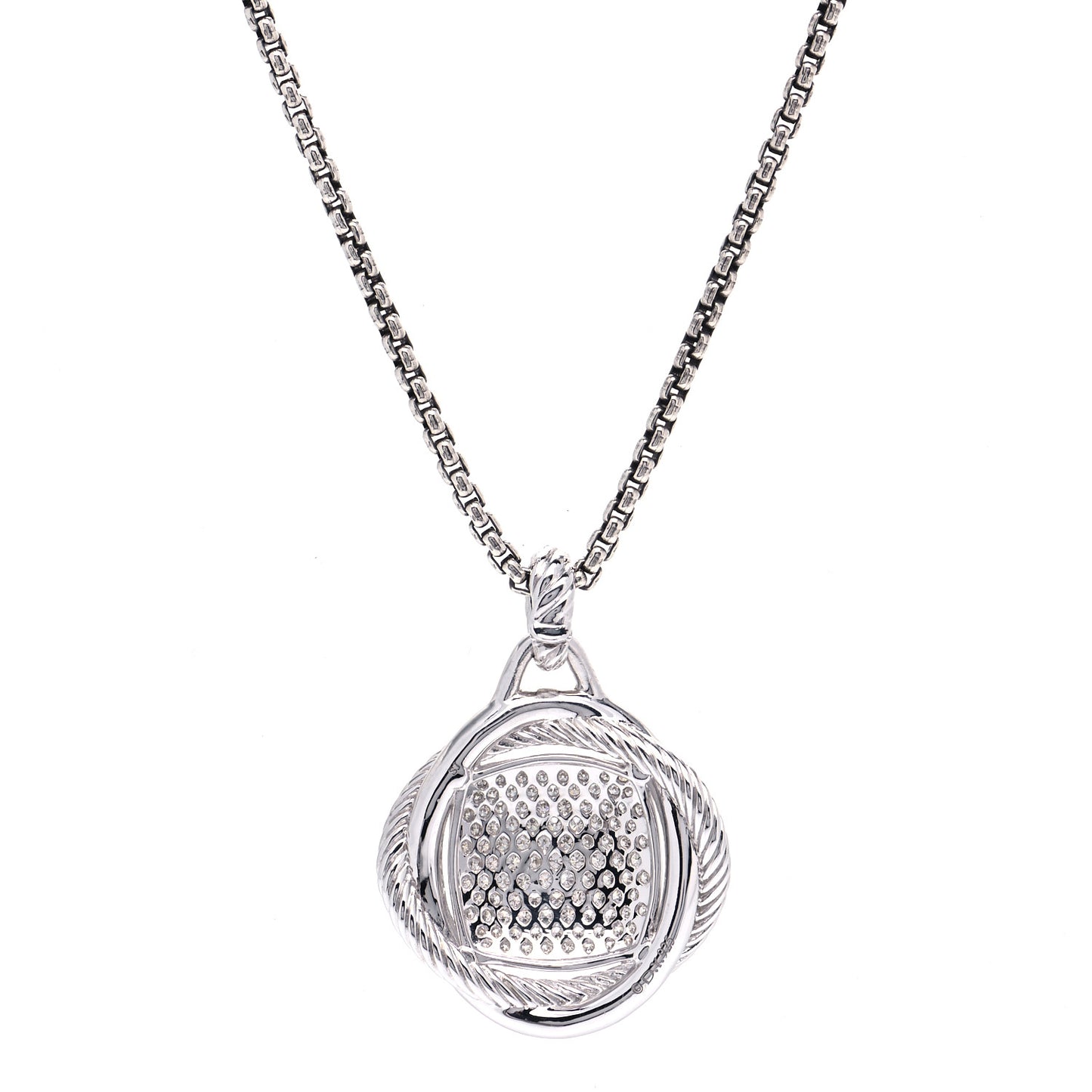 Sterling Silver Diamond 32mm Infinity Pendant Necklace