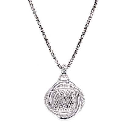 David Yurman Sterling Silver Diamond 32mm Infinity Pendant Necklace 4 of 5