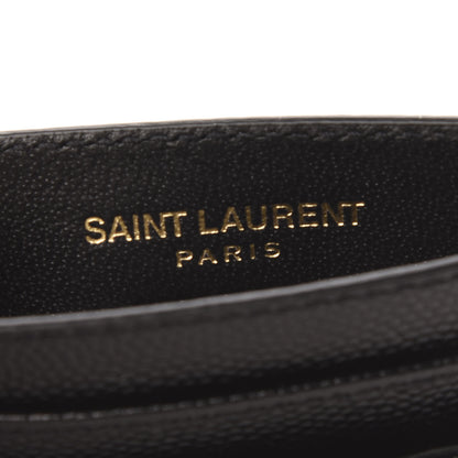 Saint Laurent Grain De Poudre Matelasse Chevron Monogram Credit Card Case Black 6 of 6