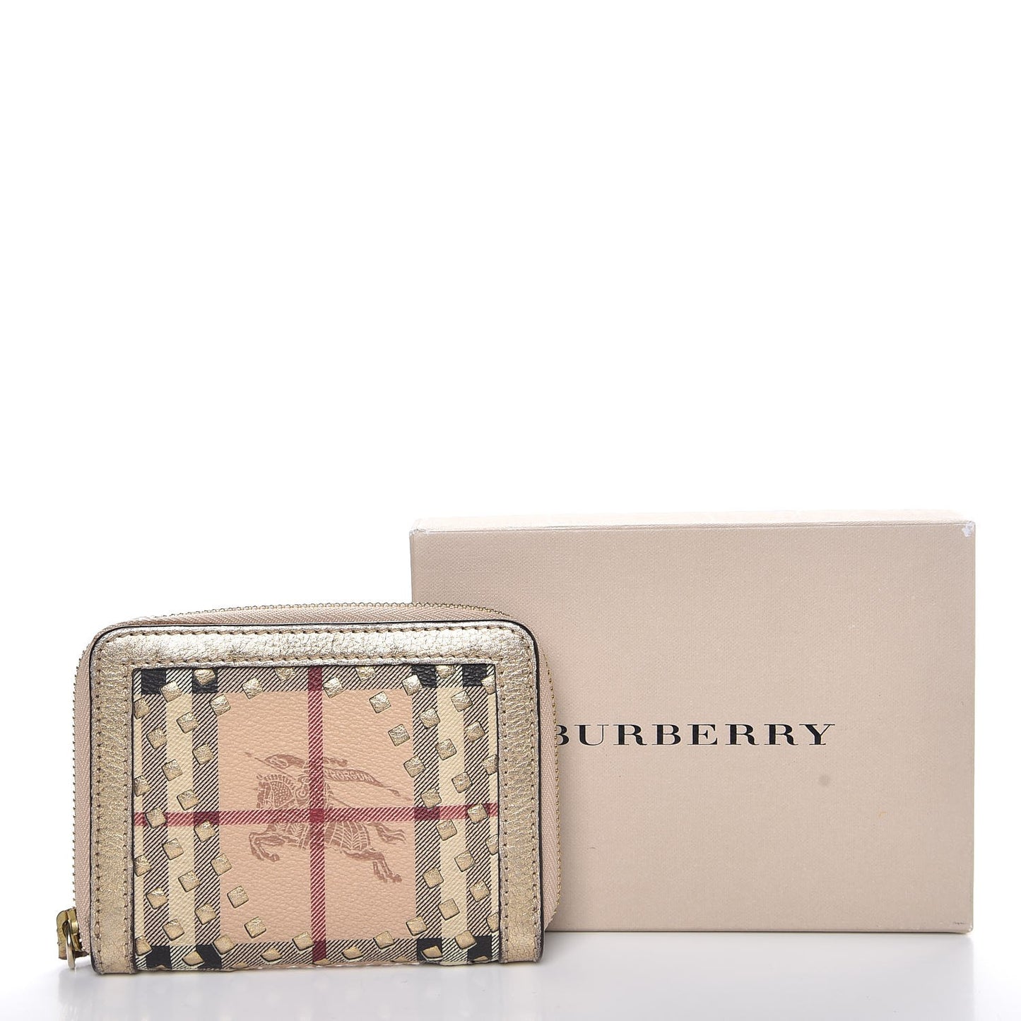 Haymarket Check Small Zip Wallet Gold