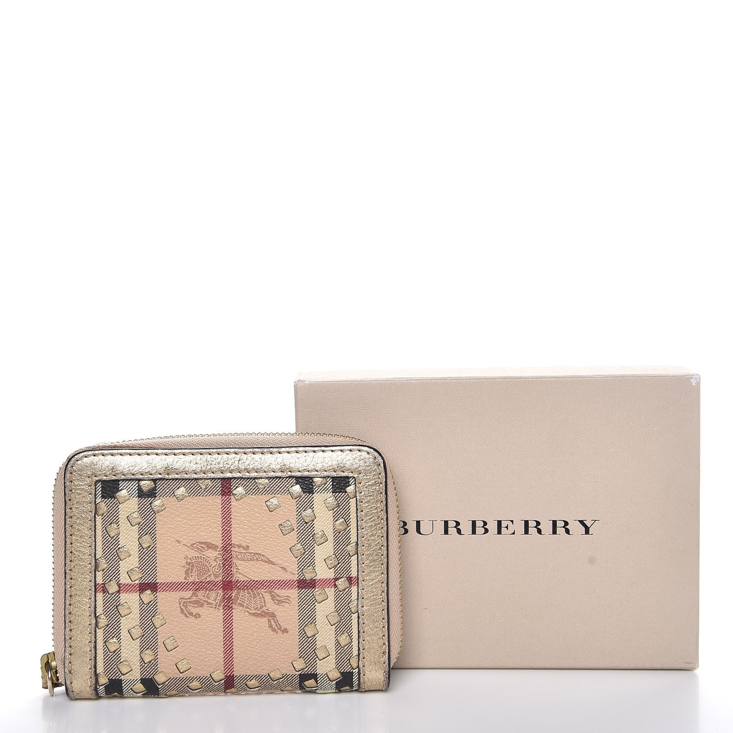 Burberry Haymarket Check Small Zip Wallet Gold 10 of 10