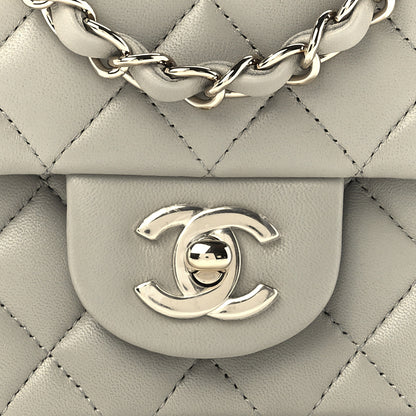 Chanel Lambskin Quilted Mini Square Flap Light Grey 9 of 13