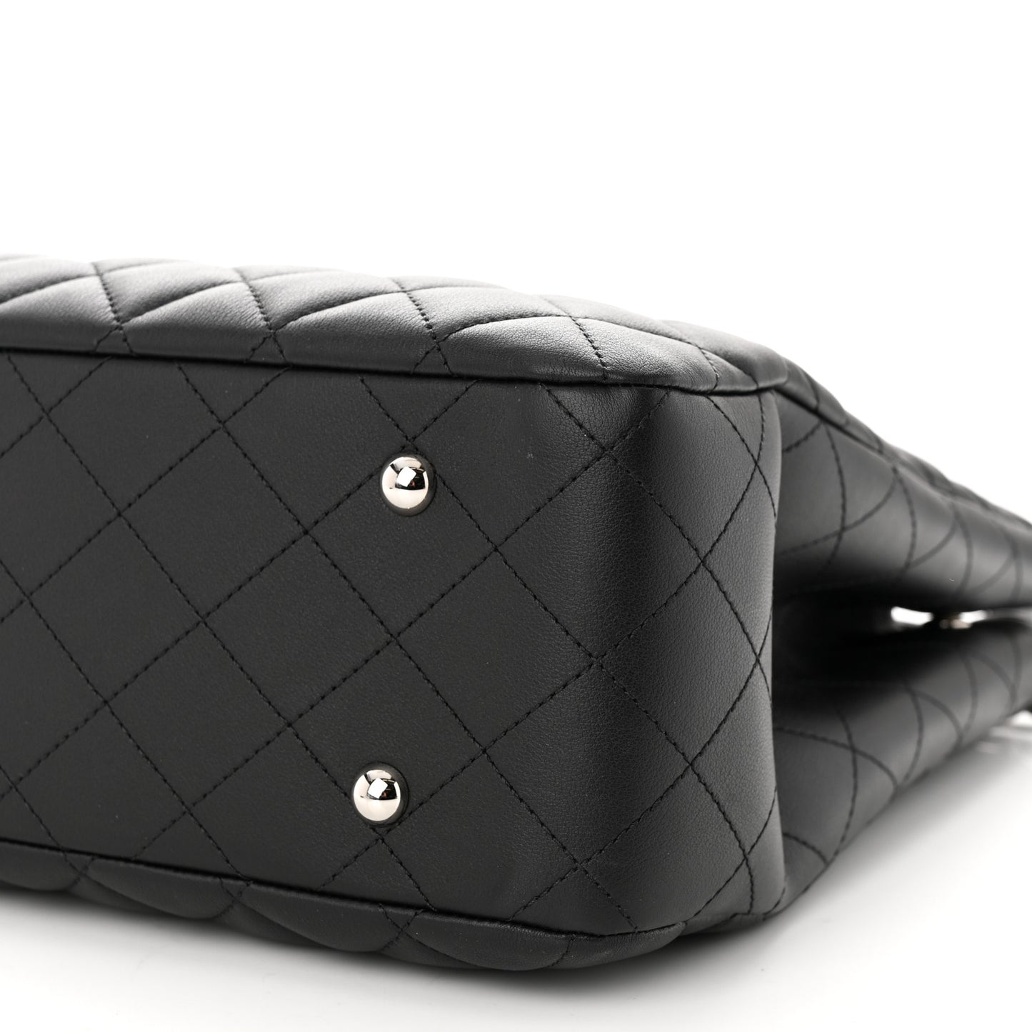 Calfskin Quilted Large Classic Shopping Tote Black