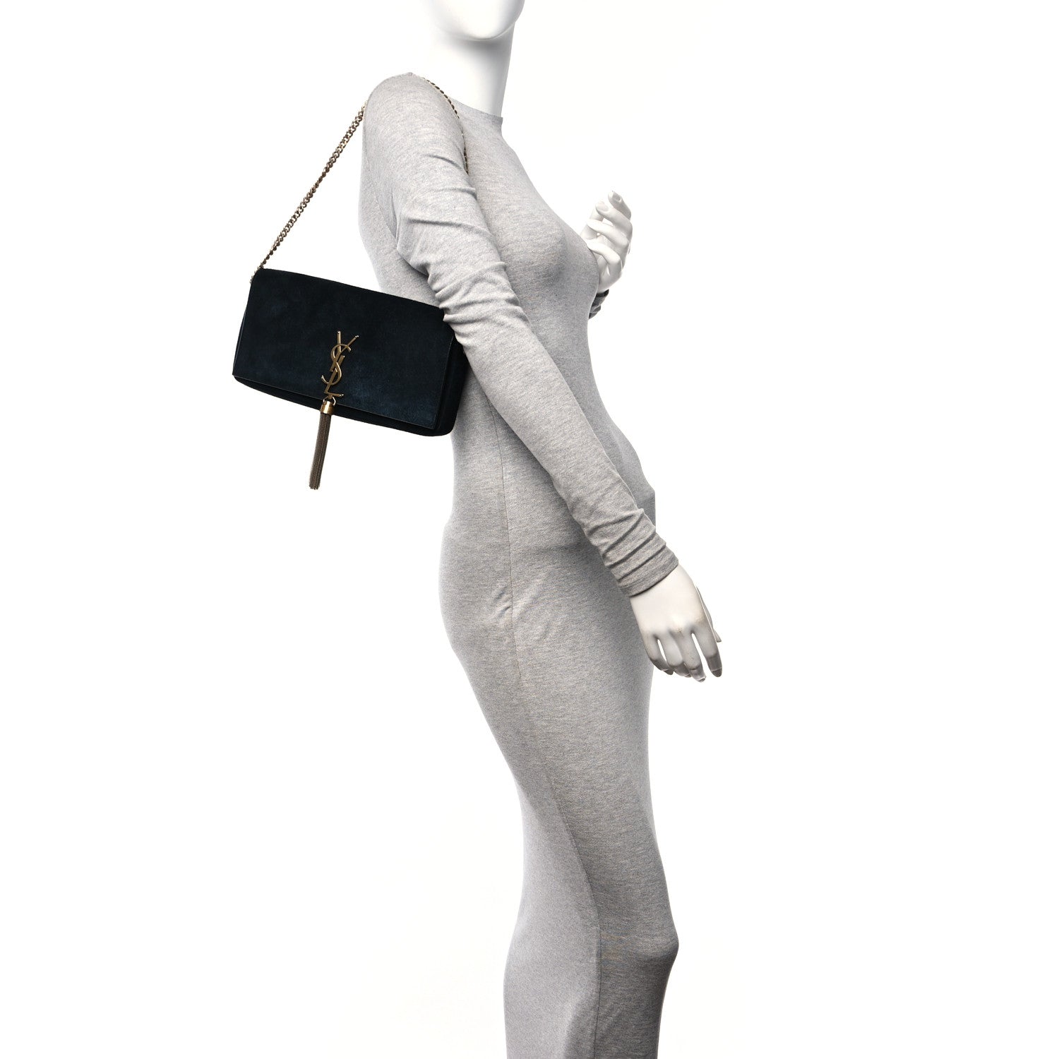 Saint Laurent Suede Monogram Tassel Kate 99 Baguette Bag Black 2 of 19