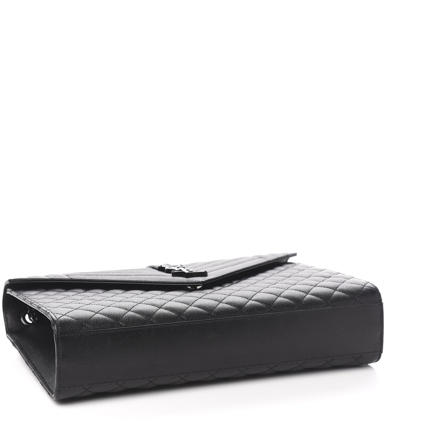 Grain De Poudre Textured Mixed Matelasse Large Triquilt Monogram Monochrome Satchel Black