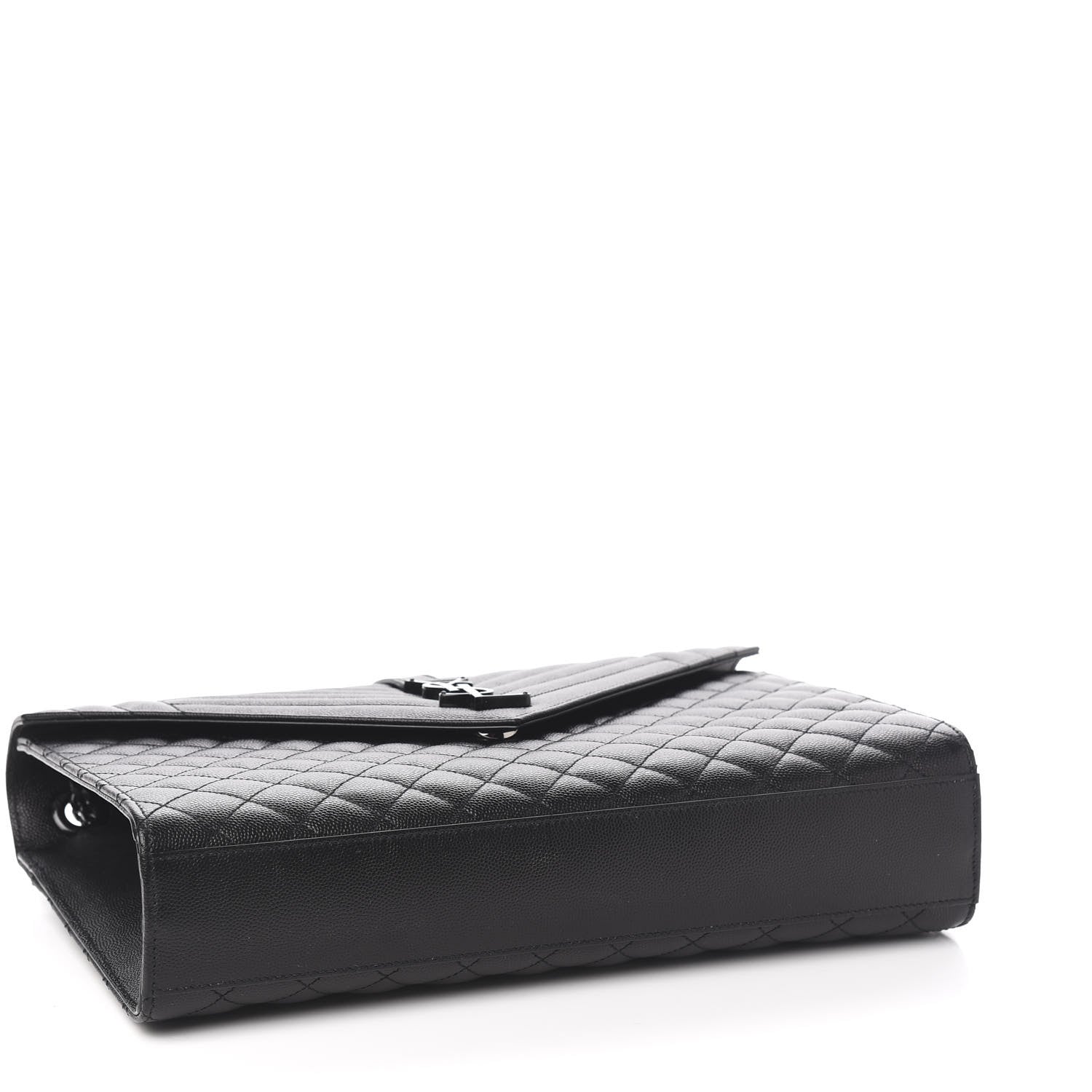 Saint Laurent Grain De Poudre Textured Mixed Matelasse Large Triquilt Monogram Monochrome Satchel Black 3 of 9