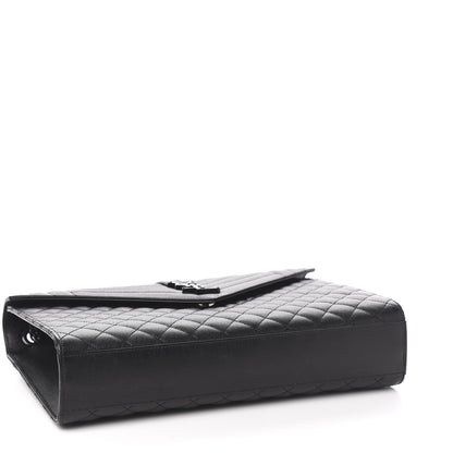 Saint Laurent Grain De Poudre Textured Mixed Matelasse Large Triquilt Monogram Monochrome Satchel Black 3 of 9