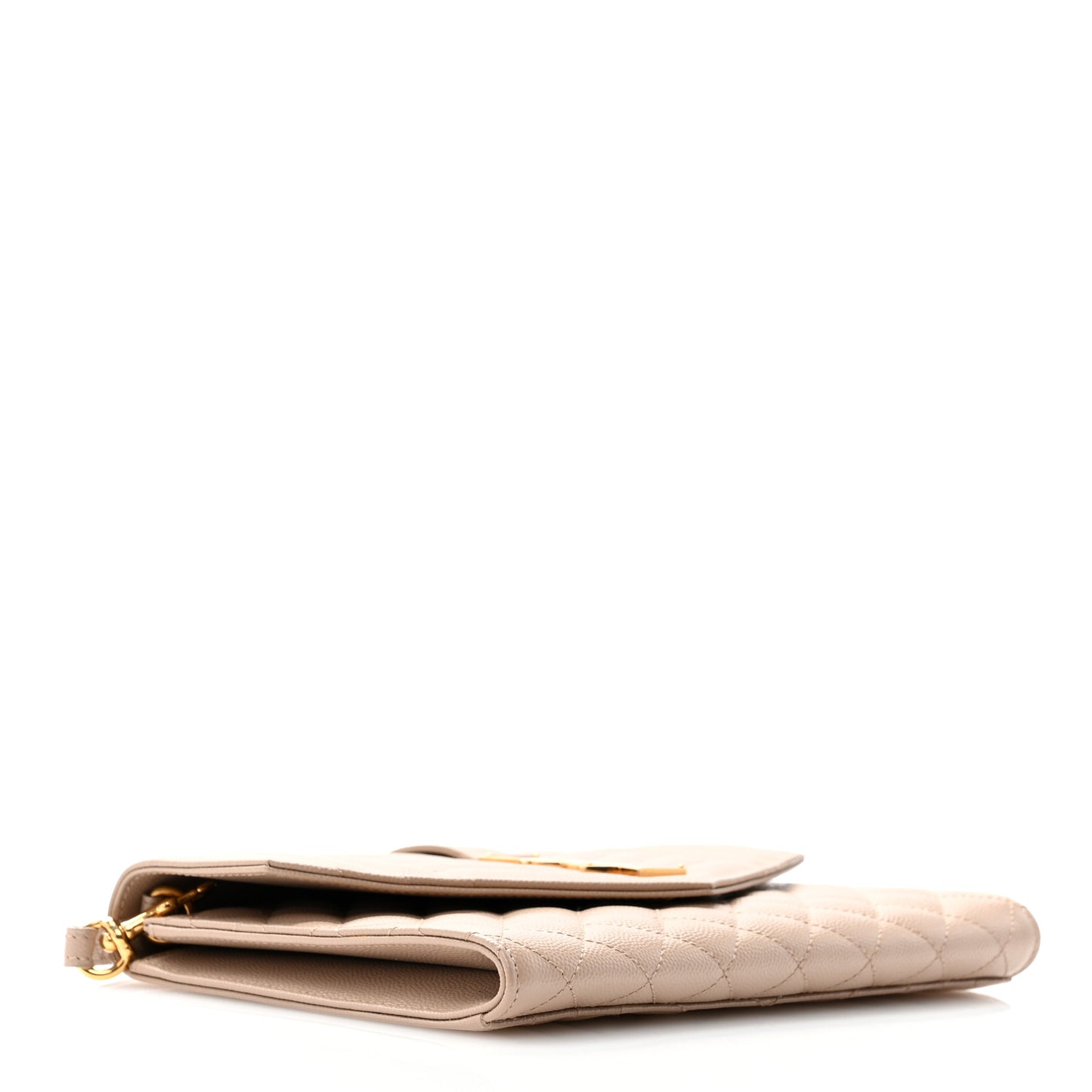 Grain De Poudre Textured Mixed Matelasse Triquilt Monogram Clutch Dark Beige