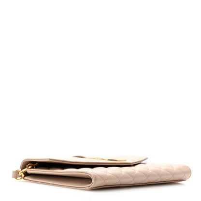 Saint Laurent Grain De Poudre Textured Mixed Matelasse Triquilt Monogram Clutch Dark Beige 4 of 9