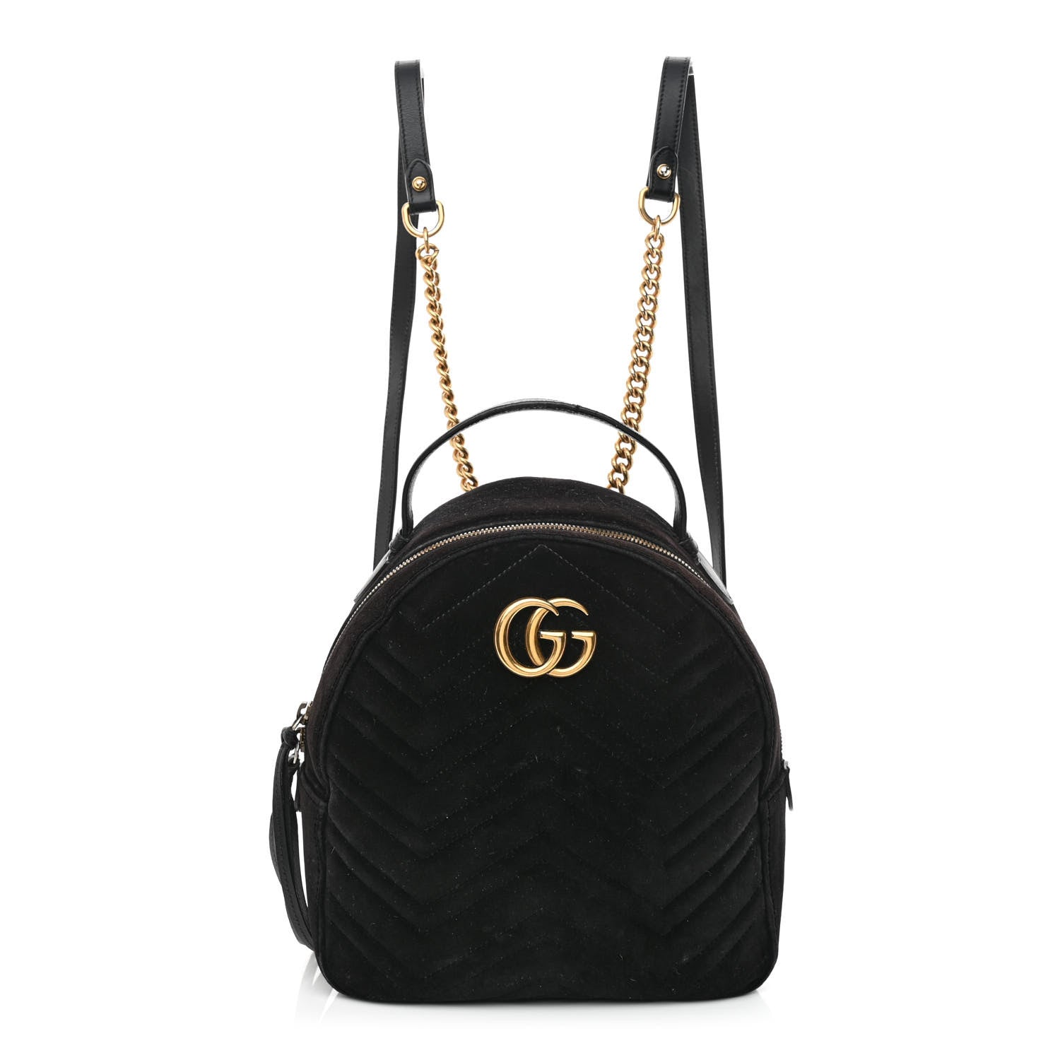 Gucci Velvet Matelasse GG Marmont Dome Backpack Black 1 of 20
