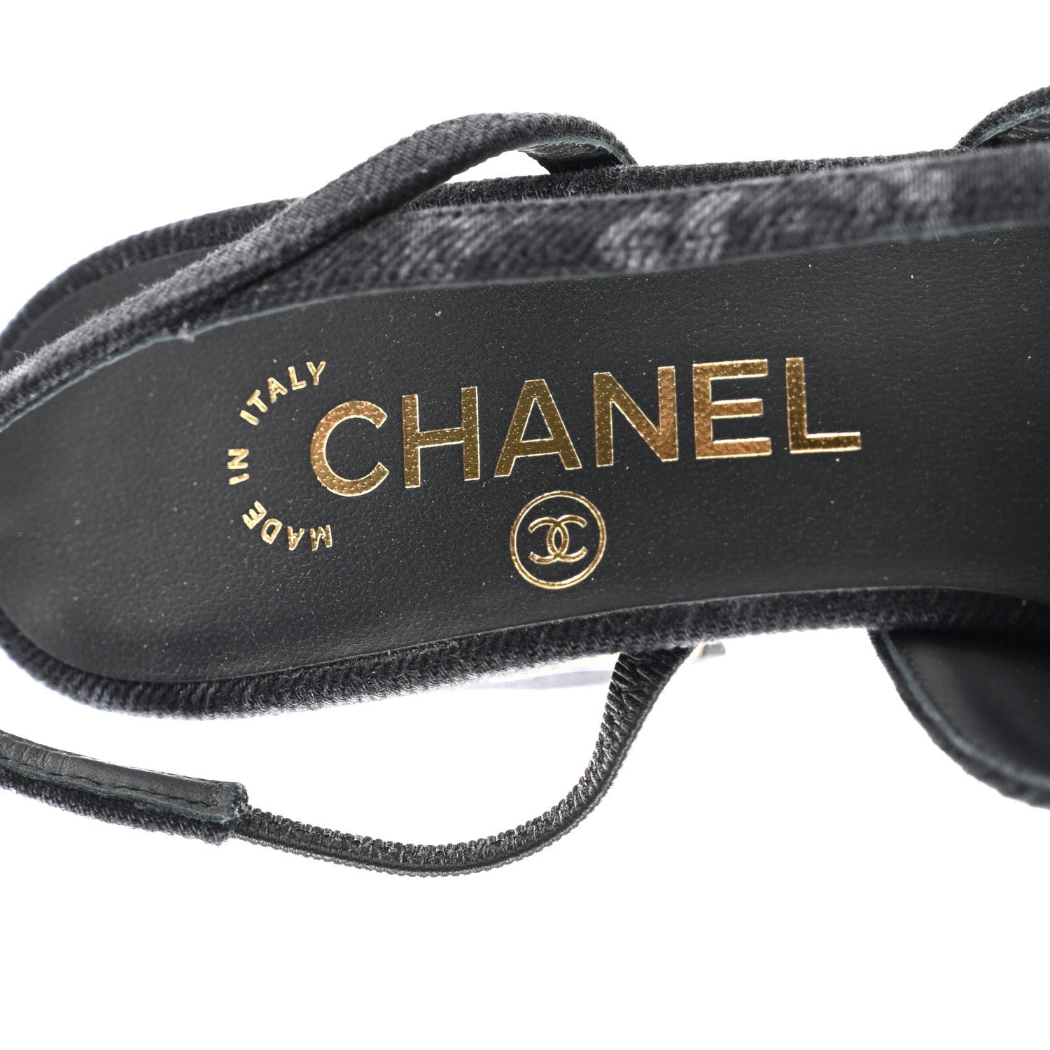 Chanel Denim Cap Toe CC Slingback Pumps 36 Charcoal Black Blue 6 of 9