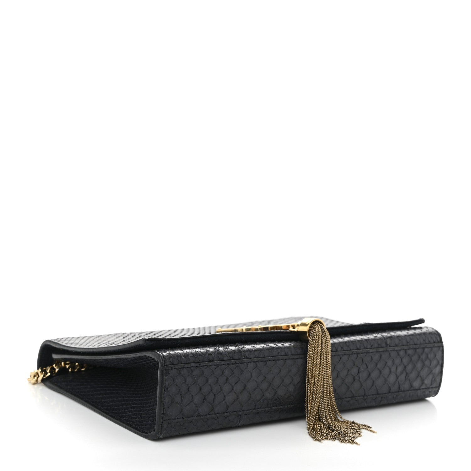 Saint Laurent Snakeskin Medium Classic Monogram Kate Tassel Satchel Marine 4 of 10