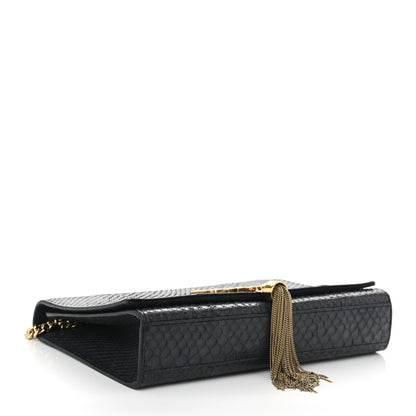 Saint Laurent Snakeskin Medium Classic Monogram Kate Tassel Satchel Marine 4 of 10