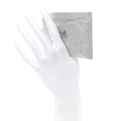 Chanel Glittered Metallic Caviar Quilted Card Holder Silver 2 of 8