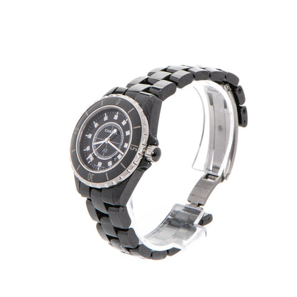 Chanel Stainless Steel Ceramic Diamond 33mm J12 Quartz Watch Black 3 of 8