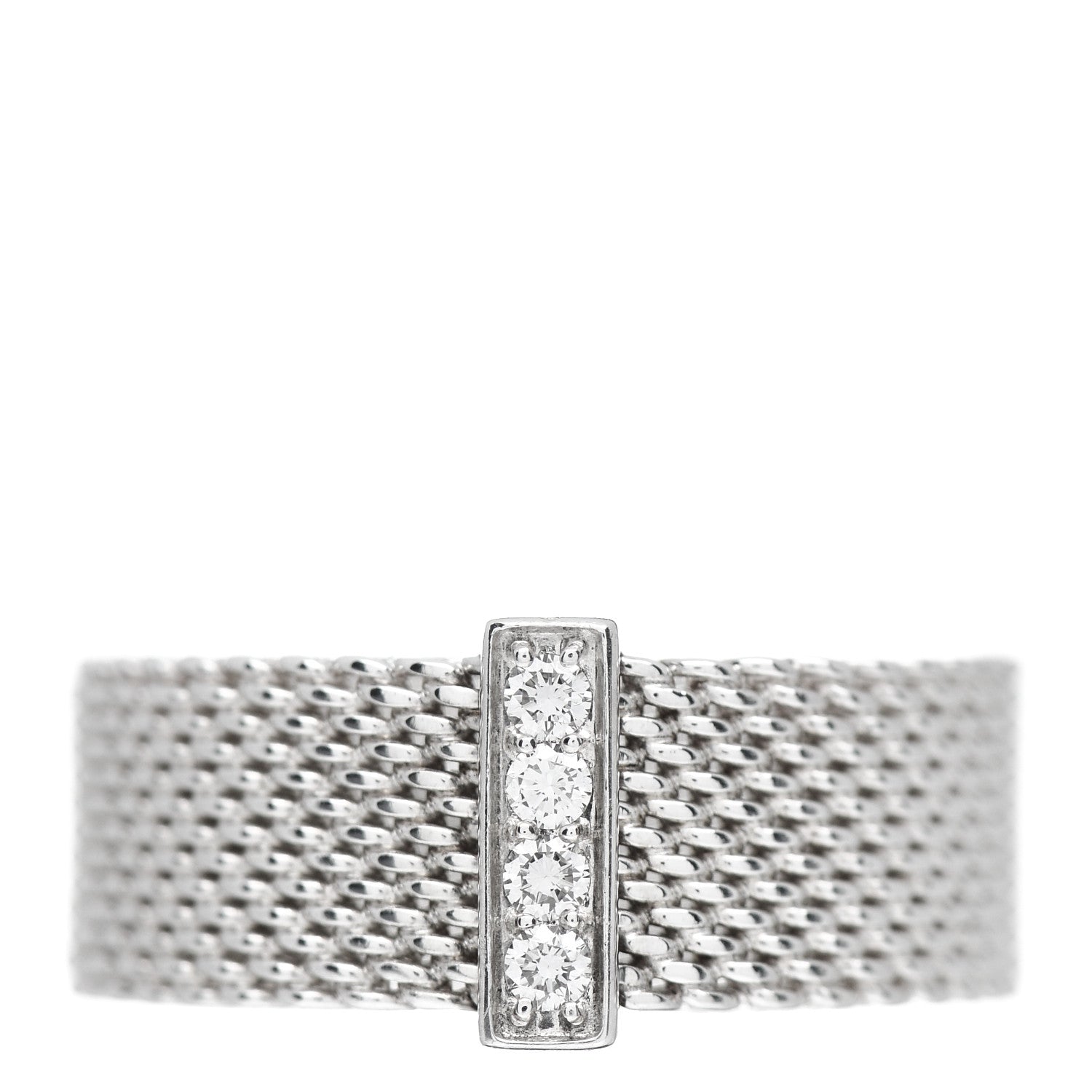 Tiffany Sterling Silver Diamond Somerset Mesh Ring 49 5 1 of 5